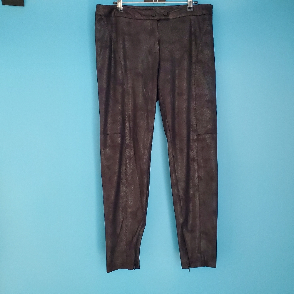 ABS Platinum Skinny Pants Size 10 Faux Leather Ankle